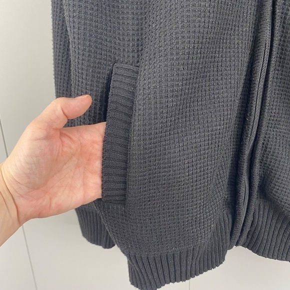 MEN'S Sugar fleece lined spring waffle knit jacket size XL black - Picture 5 of 9